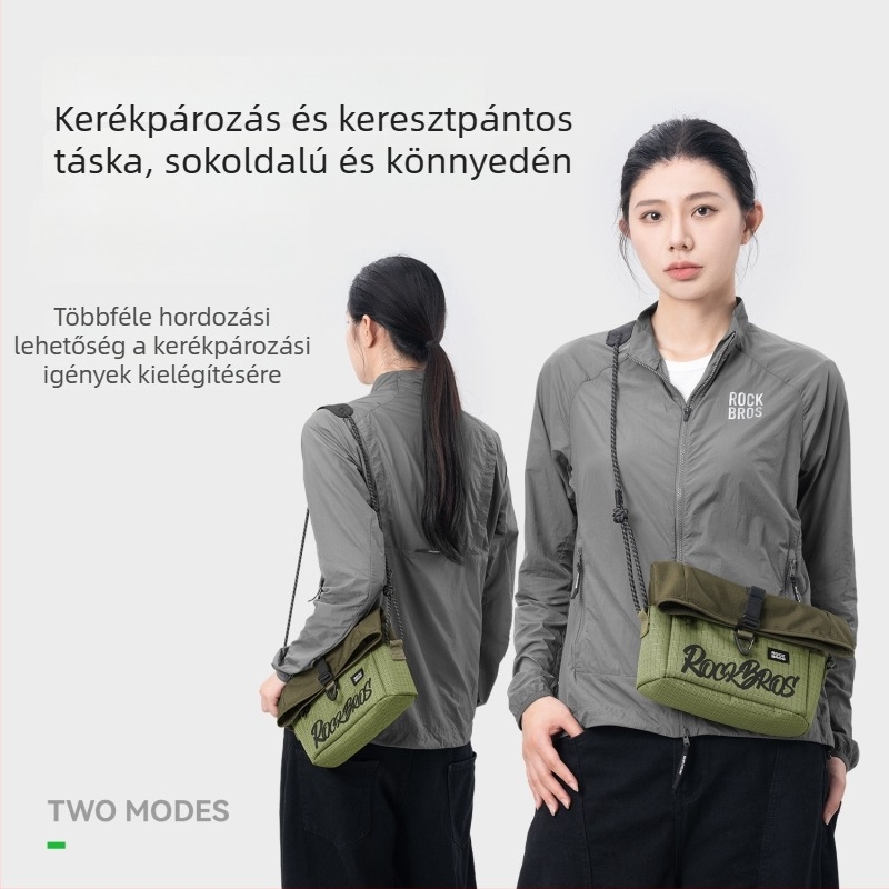 Rockbros kerékpár táska kormányra – kompakt textilből készült elülső táska keresztpánttal kerékpározáshoz és ingázáshoz