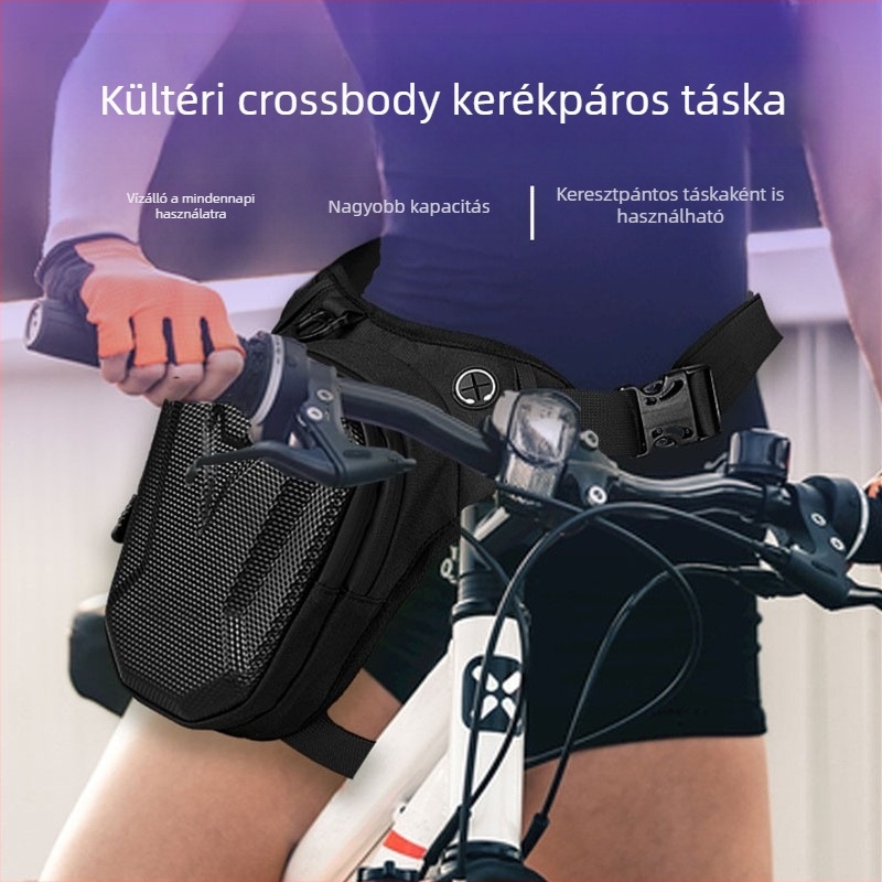 Vízálló, merevhéjú lábszár-táska motorkerékpárhoz és kerékpárhoz, keresztpántos hordozó