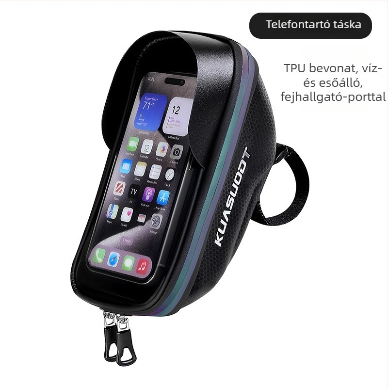 Kerékpár felsőcsőre szerelhető, nagy kapacitású, vízálló táska telefonzsebbel, út- és MTB kerékpárokhoz, színes dizájn