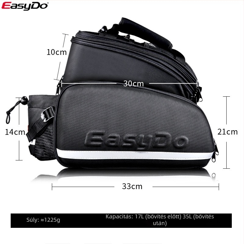 EasyDo mountain bike hátsó táska esővédővel és fényvisszaverő részletekkel, 24 L kapacitás