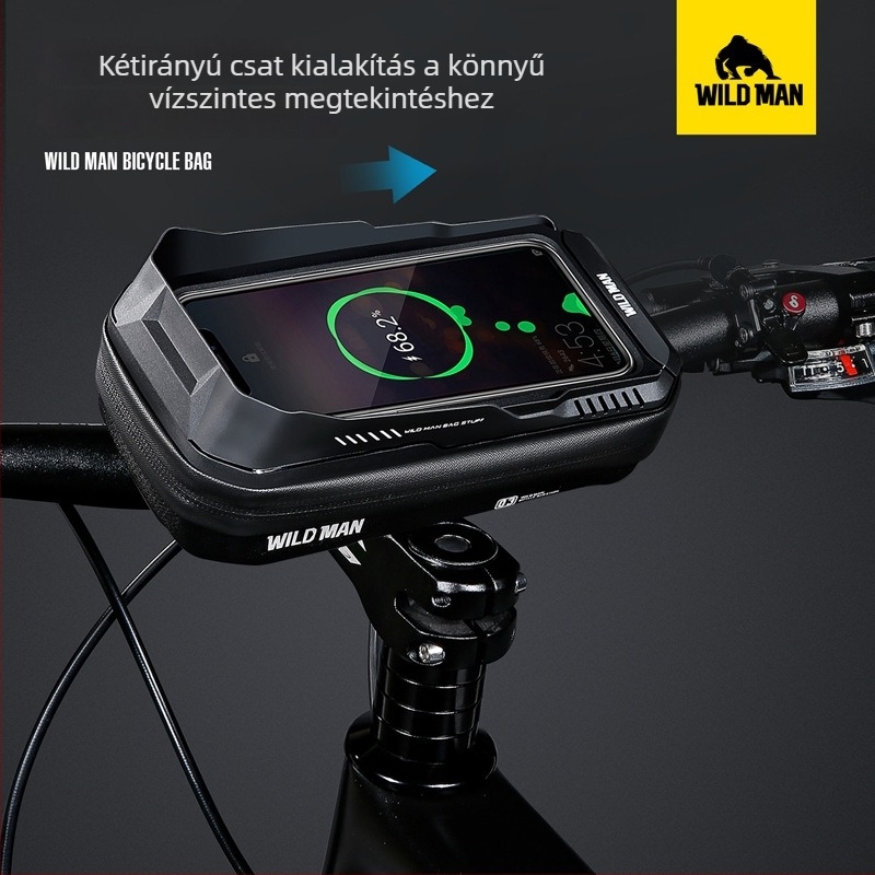 Wild Man mountain bike kormánytáska érintőképernyős telefontartóval, elülső táska