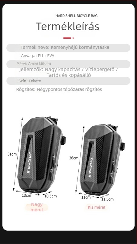 Dtucycle 15L elülső kerékpár táska, vízálló felsőcsőre szerelhető tároló MTB és országúti kerékpárokhoz