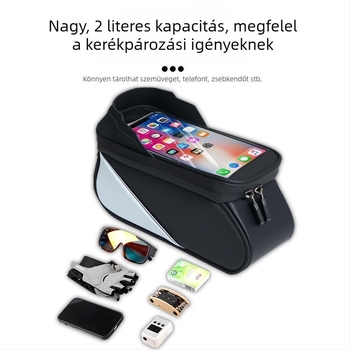 Kerékpár elülső váztáska felső cső telefon-tartóval – vízálló, többfunkciós