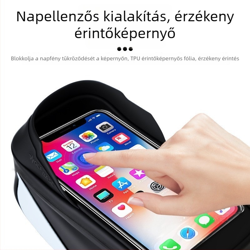 Kerékpár elülső váztáska felső cső telefon-tartóval – vízálló, többfunkciós