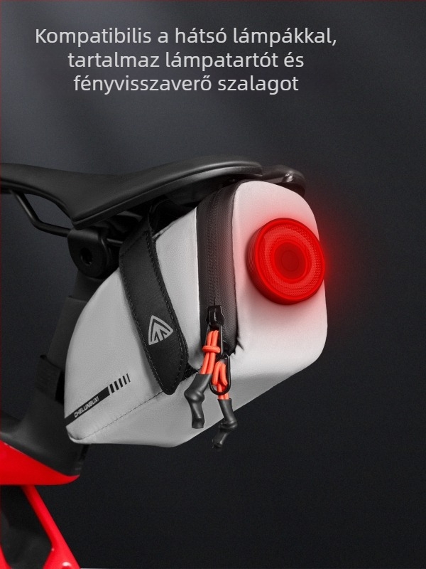 MTB kerékpár hátsó táska – vízálló nyeregtáska, reflexiós rész és zseb az eszközöknek