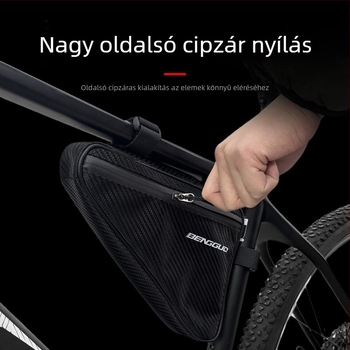 Hegyi kerékpár háromszög váztáska, elülső vázcsőre szerelhető tároló, nagy kapacitású 1,7 L