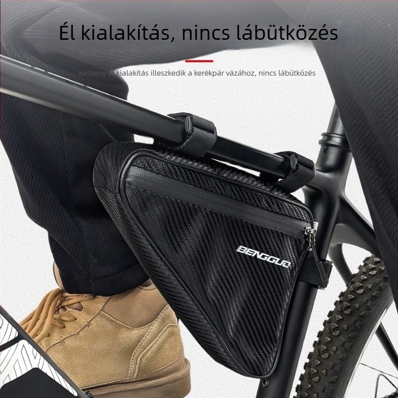 Hegyi kerékpár háromszög váztáska, elülső vázcsőre szerelhető tároló, nagy kapacitású 1,7 L