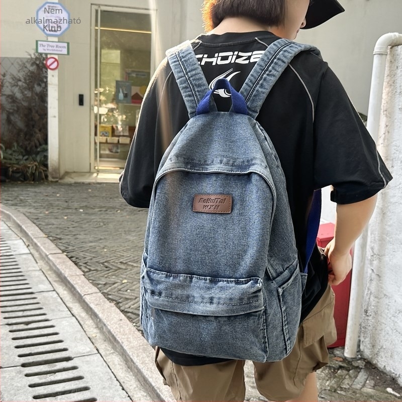 Nagy kapacitású farmerdenim hátizsák nőknek, őszi Harajuku stílus, iskolai és utazótáska