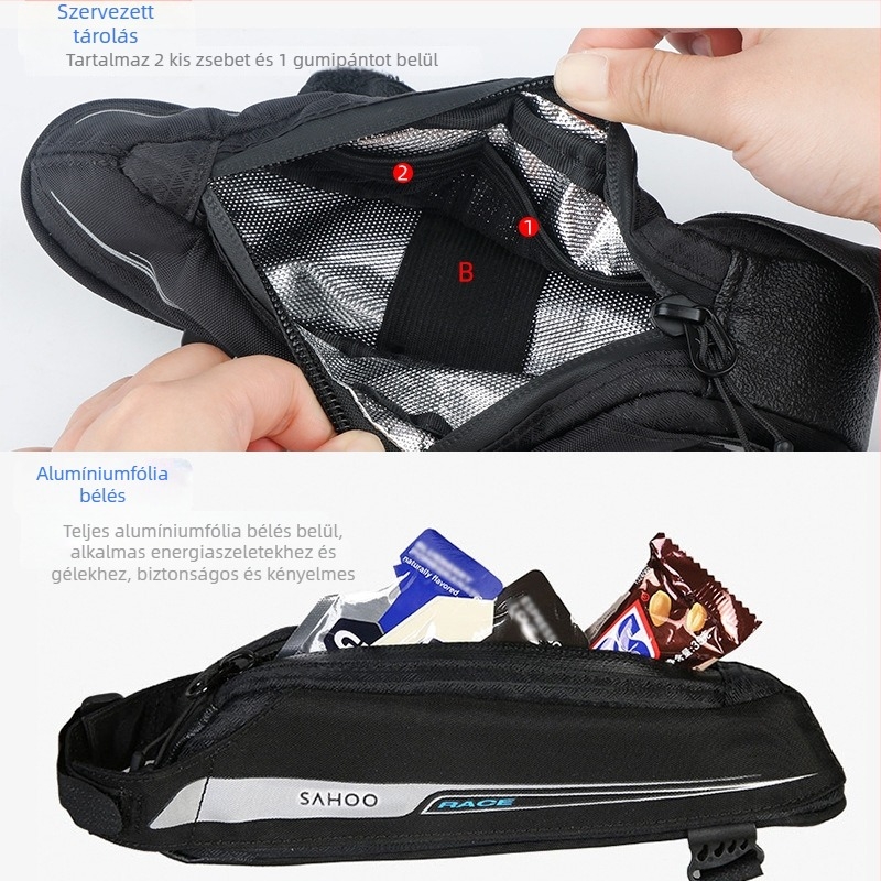 SAHOO 121343 Háromszög alakú felsőcső táska kerékpárhoz – mini táska országúti kerékpárhoz, 0,4 L, nylon
