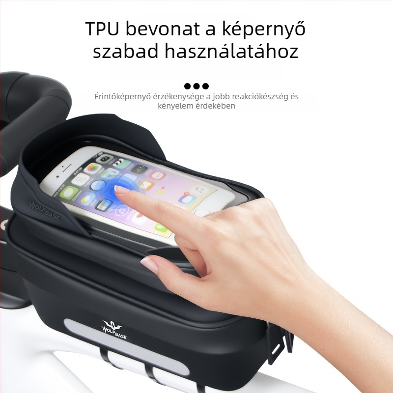Szénszálas, merev felsőcső táska kerékpárhoz napellenzővel, érintőképernyő-kompatibilitás, vízálló telefon-táska út- és hegyléptő kerékpárokhoz