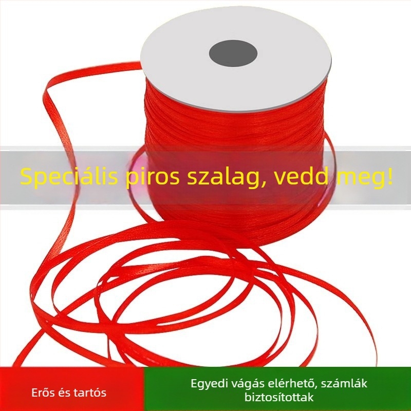 Vörös selyem szalag esküvői dekorációhoz – textilcsíkok a ballonok megkötéséhez és lámpások felakasztásához