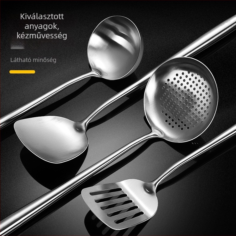 Új 304 rozsdamentes acél hosszú nyelű spatula, háztartási főzéshez, egyrészes konstrukció, hőálló, tapadásmentes felület