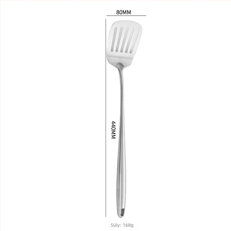 Új 304 rozsdamentes acél hosszú nyelű spatula, háztartási főzéshez, egyrészes konstrukció, hőálló, tapadásmentes felület