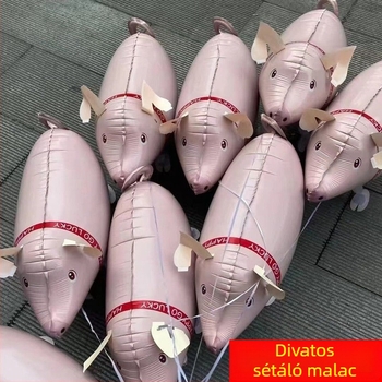 Sétáló disznó lufi fotózásokhoz, születésnapi dekoráció