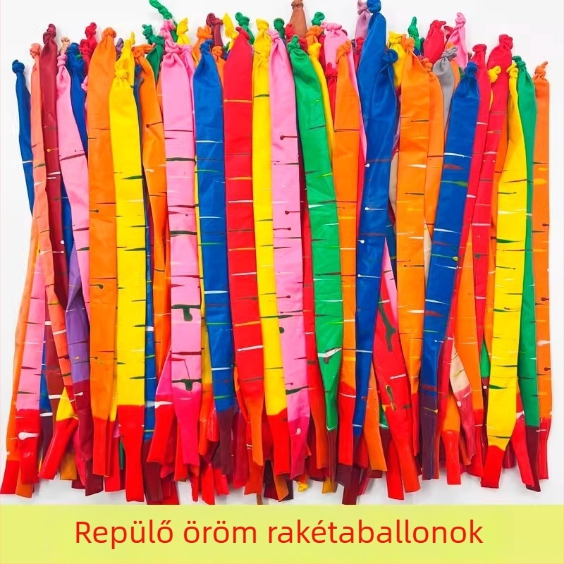 Színes hosszú latex ballon rakéta felszállási effektussal, 10 hüvelyk, gyerekeknek