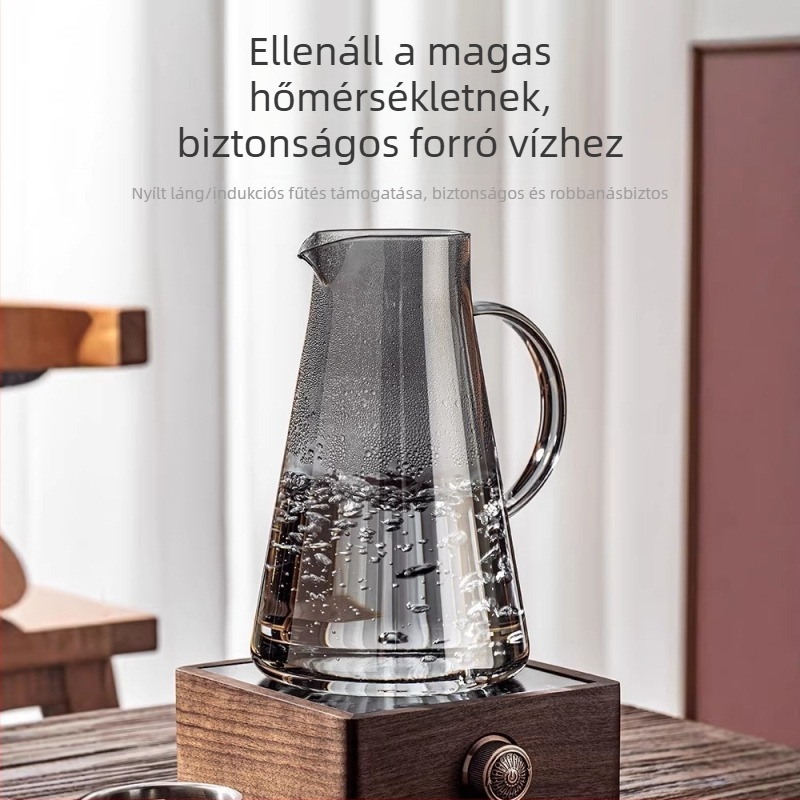 Hidegvíz-kancsó, boroszilkat üvegből, magas hőállóságú, élelmiszer-minőségű, nagy kapacitás, otthoni használatra, teafőzésre, víz és gyümölcslé tárolására.
