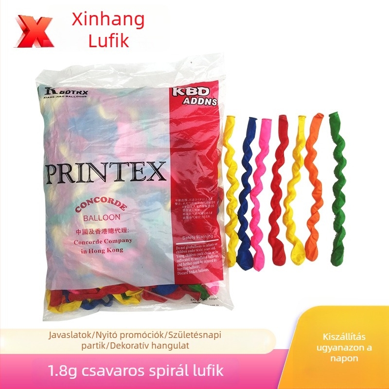 Sűrített latex spirál lufi, 18 hüvelyk, 1,8 g, KTV-hez