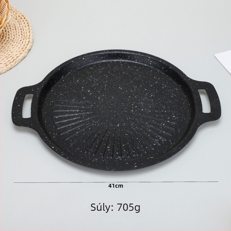 Maifan kővel készült kültéri kemping grill serpenyő, tapadásmentes, lapos aljú öntöttvas grill serpenyő indukciós főzőkhöz, hordozható