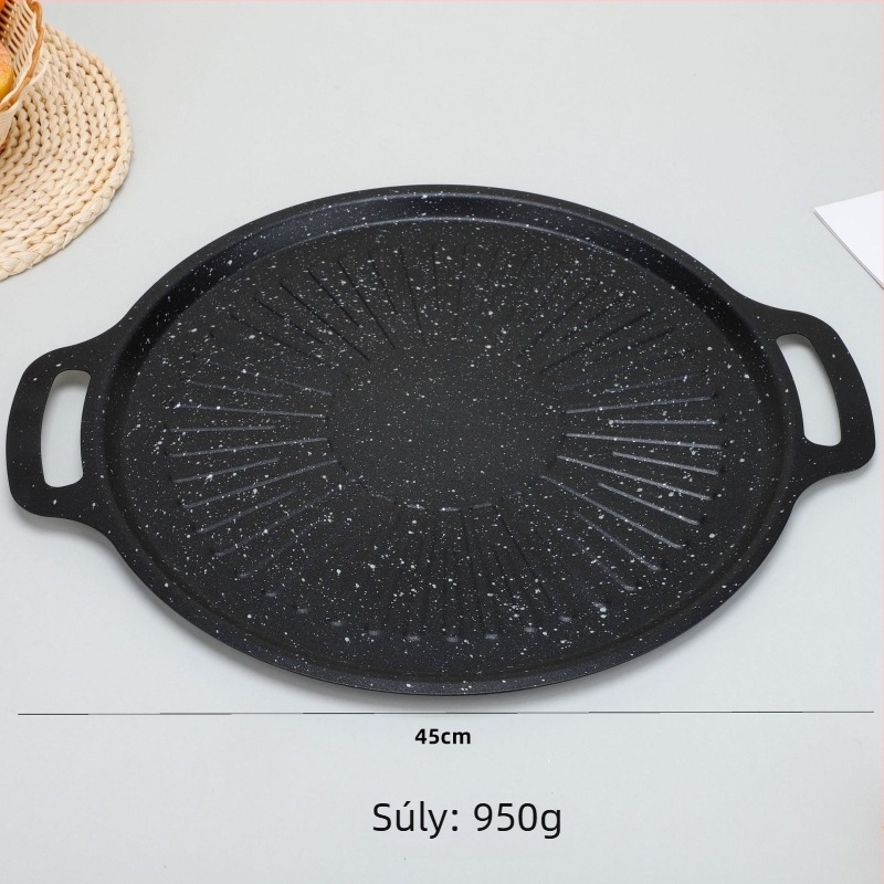 Maifan kővel készült kültéri kemping grill serpenyő, tapadásmentes, lapos aljú öntöttvas grill serpenyő indukciós főzőkhöz, hordozható