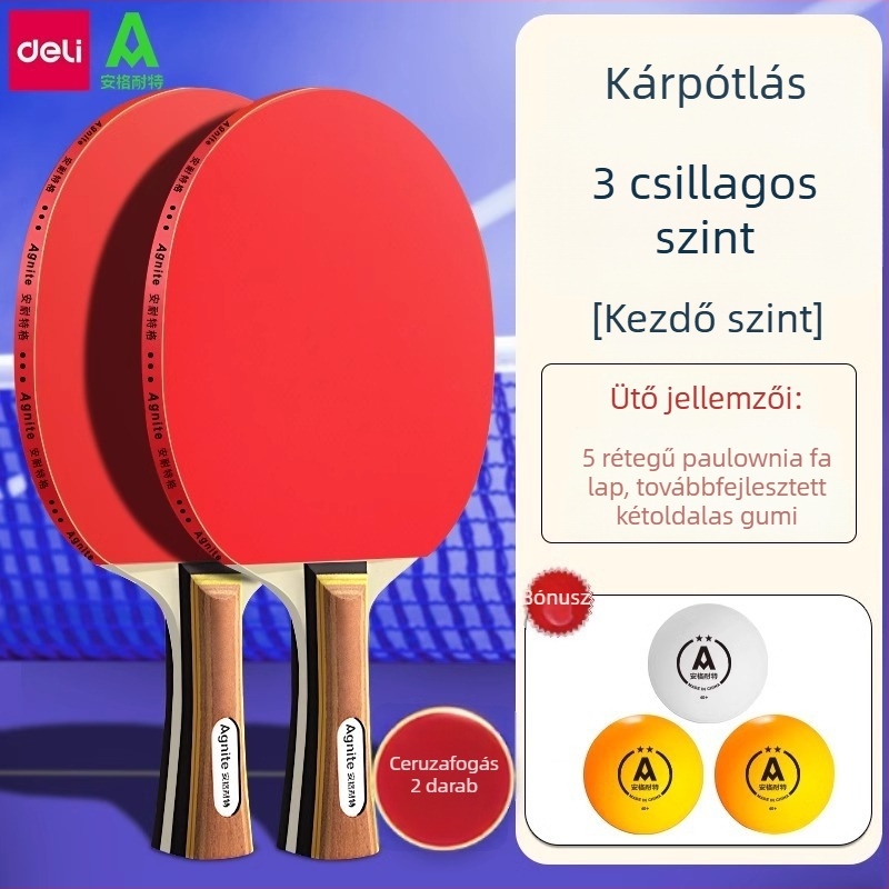 Deli asztalitenisz készlet – kettő ütő általános iskolásoknak, kezdő edzés, professzionális szintű, háromcsillagos tömörfa ütők