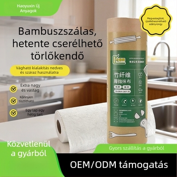 Vastag bambuszrostból készült konyhai törlőkendő, tekercs, nedvszívó, újrahasználható tisztító kendő