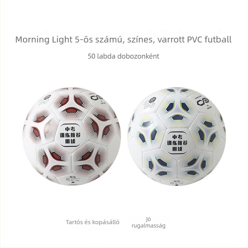 Morning Light AST09518 PVC gépi varrással készített futball, mintázat, méretek 4 és 5, edzéshez beltéren és kültéren.