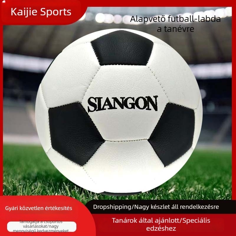 5-ös méretű fekete-fehér futball-labda gyerekeknek és diákoknak, edzésekhez és versenyekhez