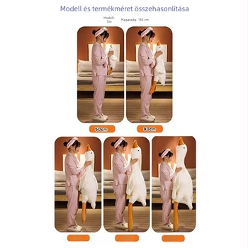 Nagy fehér liba – plüss párna, játék, textil baba