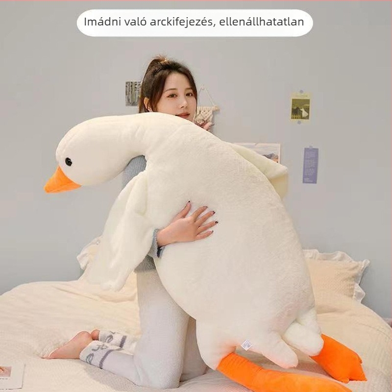 Nagy fehér liba – plüss párna, játék, textil baba