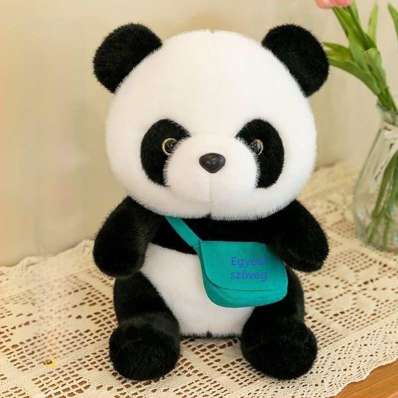 Panda plüss párna baba, ultra‑puha plüss, élethű panda, aranyos ajándék születésnapra