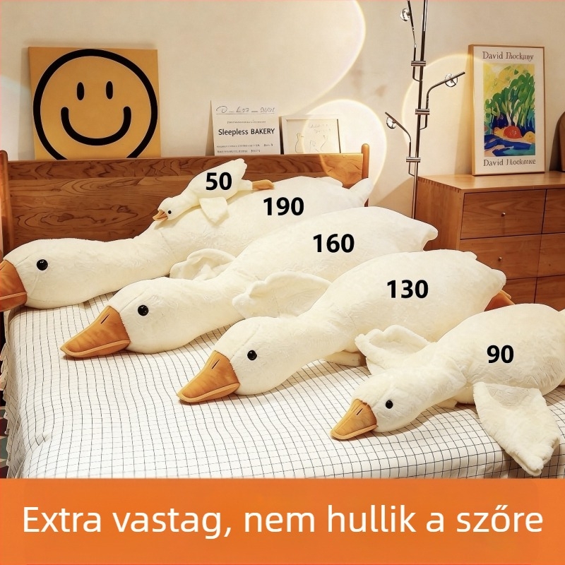 Nagy fehér liba plüss párna, puha plüss játék alváshoz, lányoknak születésnapi ajándék