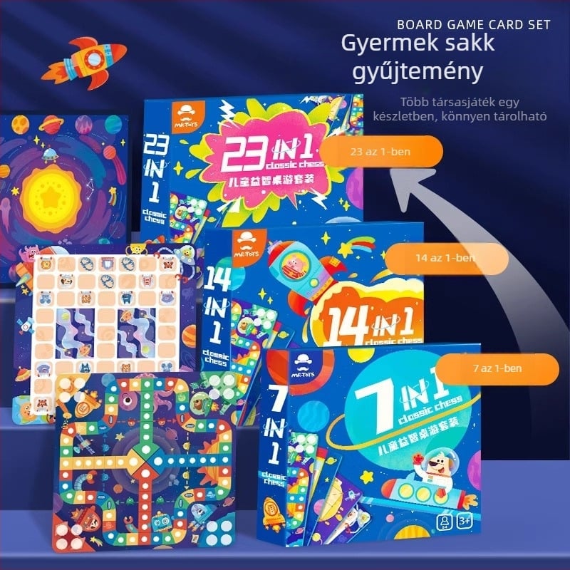 Gyermekeknek készült többfunkciós sakkasztal készlet: Flying Chess, Gomoku, Go és Chinese Checkers