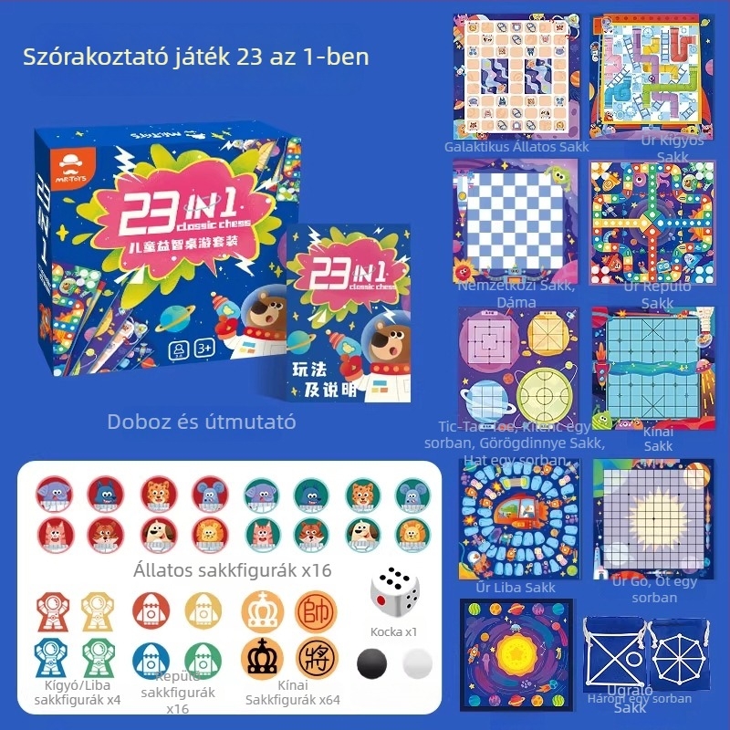 Gyermekeknek készült többfunkciós sakkasztal készlet: Flying Chess, Gomoku, Go és Chinese Checkers