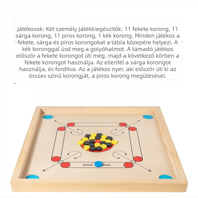 Krona Chess 3-in-1 fából készült asztali játék két játékos számára, oktatási célú szülő-gyermek interakcióval