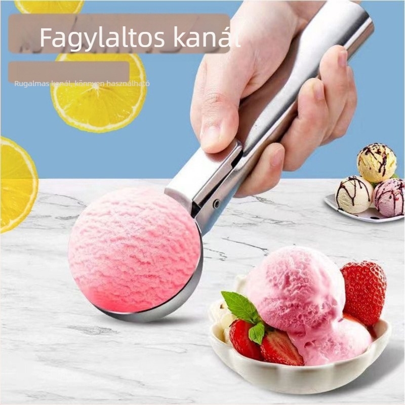 Rozsdamentes acél fagylaltkanál és gyümölcsgolyó készítő