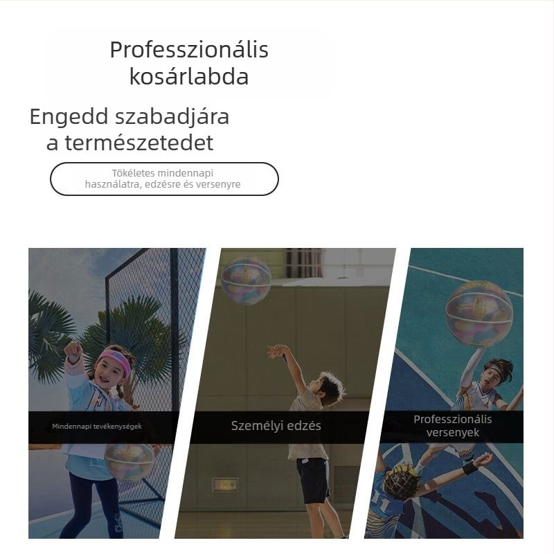 Fénylő kosárlabda gravírozott ajándékdobozzal – születésnapi ajándék fiúk számára, kék, fényvisszaverő, méretek 5 és 7