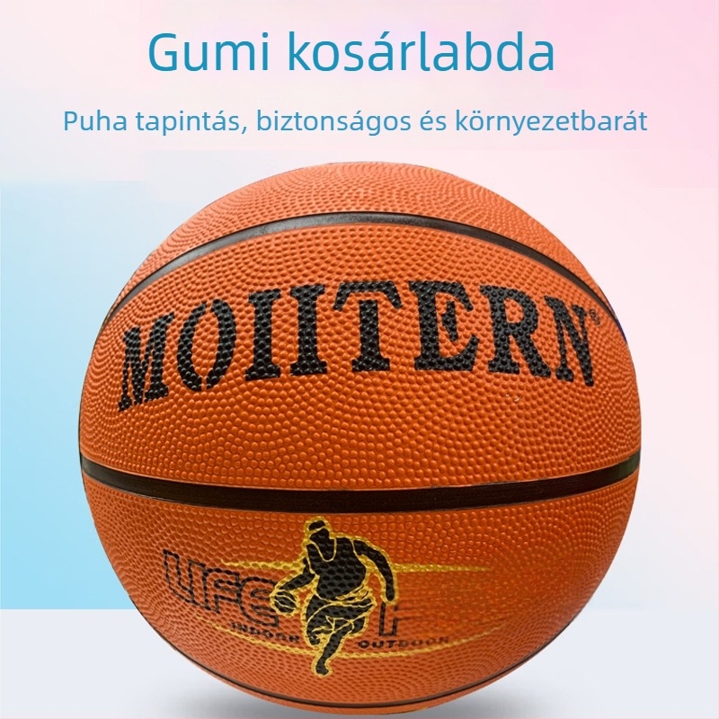 Gumi kosárlabda, méretek 7 és 5, kopásálló, fiatalok számára versenyekre és edzésekre, logónyomás elérhető
