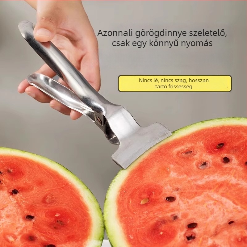 Rozsdamentes acél dinnyefelosztó eszköz felére vágáshoz – gyümölcs szeletelő és osztó klipsz