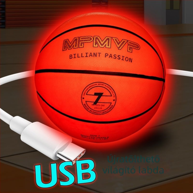 MPMVP7 Fénylő kosárlabda USB-C töltéssel és rezgéskapcsolóval