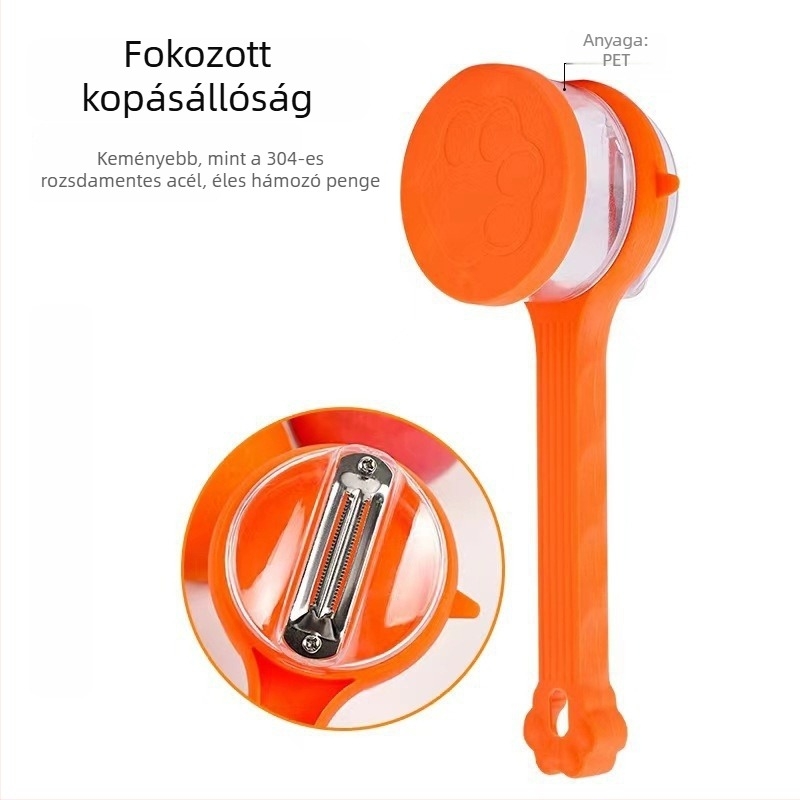 Tárolóval ellátott hámozó – cseppálló, multifunkcionális gyümölcs- és zöldséghámozó