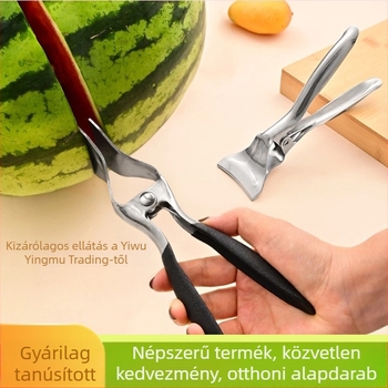 Rozsdamentes acélból készült dinnyeszeletelő és osztó eszköz — modern, letisztult konyhai kütyü