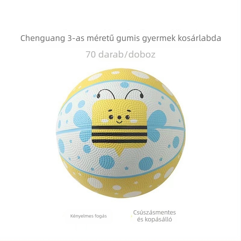 Gyerekeknek szóló gumilabda kosárlabda No. 3, kezdő sorozat AST09321, színes rajzfilmszerű dizájn