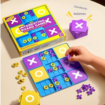 Kilencmezős XO Tic-Tac-Toe tábla – Oktató asztali játék a logikai gondolkodás fejlesztéséhez 4–6 éves gyermekek számára