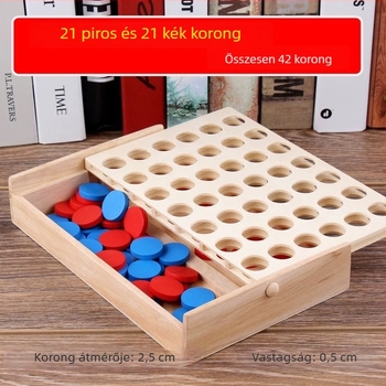 Fából készült 3D Connect Four gravitációval és Gomokival – kétszemélyes oktató társasjáték