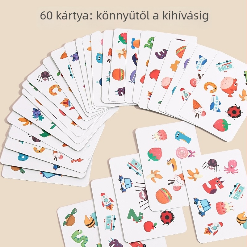 Fából készült memóriajáték gyerekeknek — párosító kártyákkal a koncentráció és figyelem fejlesztése, oktató játék