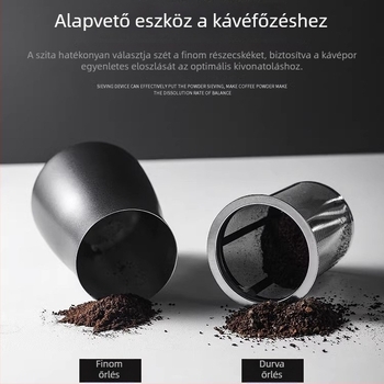 304 rozsdamentes acél káveszűrő finom hálóval és aromás pohárral