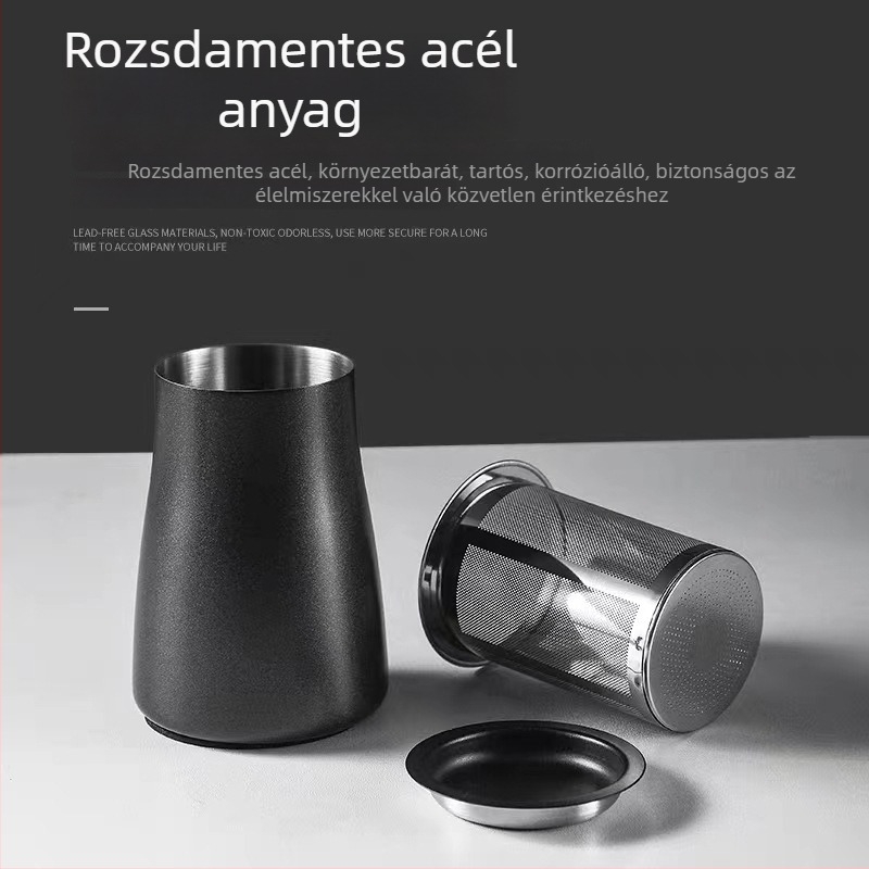 304 rozsdamentes acél káveszűrő finom hálóval és aromás pohárral