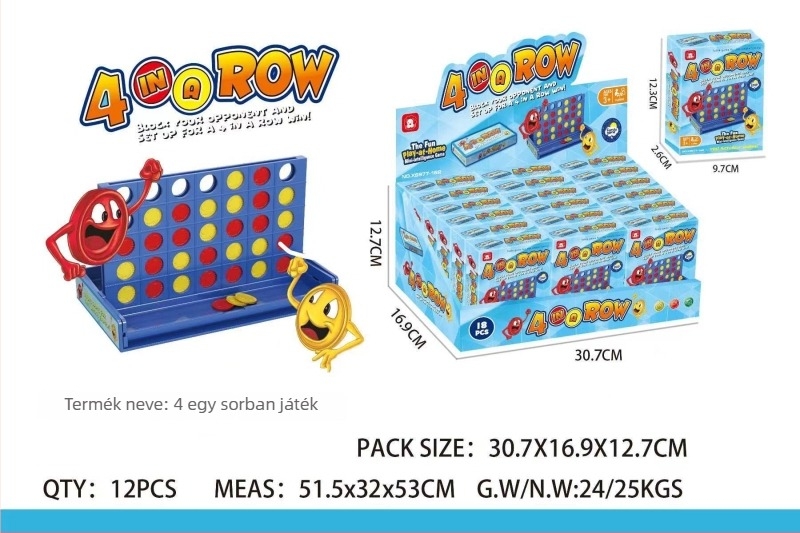 3D Connect Four társasjáték gyerekeknek — oktató asztali játék két játékos részére, ajándékcsomag