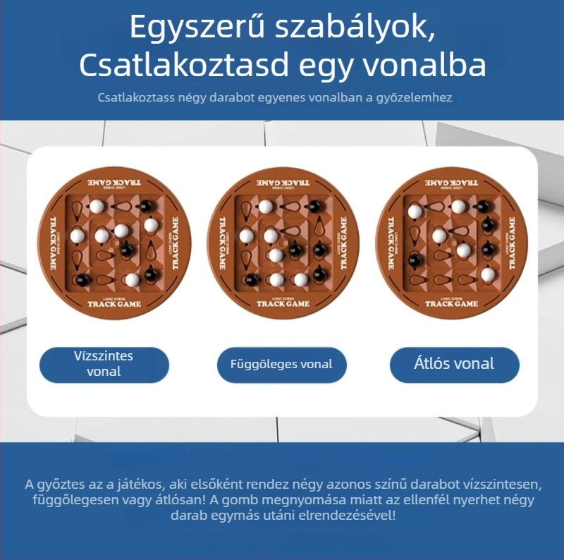 Kétfős gyermekeknek szánt oktatólogikai pályás társasjáték – fekete-fehér, gondolkodásfejlesztő