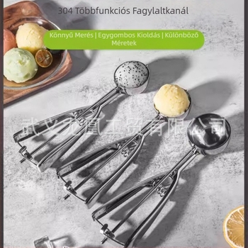 304 rozsdamentes acél fagylaltkanál és gyümölcsgömb formázó